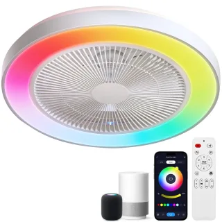 [EU Direct]BlitzWill® BW-CFL5 Smart RGB Ceiling Fan Light Dimmable 4800LM 6-Speed Quiet DC Motor Remote & APP Control Wo