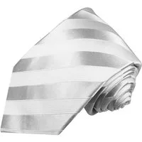 Paul Malone Krawatte Designer Seidenkrawatte Herren Schlips modern gestreift Schmal (6cm), silber weiß 401