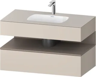 Duravit Qatego Einbauwaschtisch mit Konsolenwaschtischunterbau Taupe Matt 1000x550x600 mm - QA478604 QA4786043910000