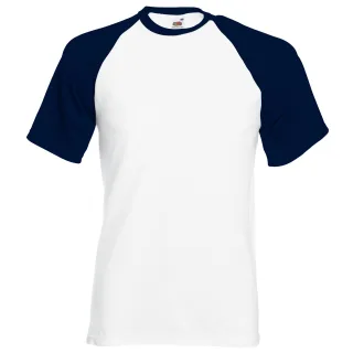 Fruit Of The Loom Herren Kurzarm-Baseball-T-Shirt (Weiß/Deep Navy)