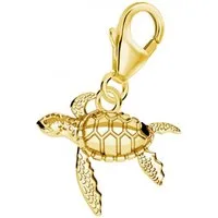 Goldene Hufeisen Charm-Einhänger Schildkröte Charm Anhänger 925 Sterling Silber Gelbgold vergoldet, 24K vergoldet