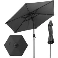 COSTWAY Sonnenschirm, LxB: 230x230 cm, mit LED-Solar-Beleuchtung, Kurbel, neigbar