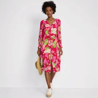 Gemustertes Midikleid für Damen, Damen, size: regular, Pink, Viskose, by Lands' End