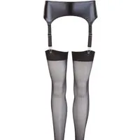 NO:XQSE Strumpfhalter Wetlook Strapsgurt mit Strümpfen - schwarz, mit Strümpfen
