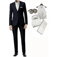 Freiherr von Falkenhausen Anzug Hochzeitsanzug 7tlg. blau marine Set Slim Set Hochzeitsweste Hemd slim fit (shape fit)