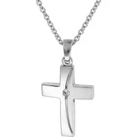 trendor Kreuzkette 35864, Damen-Halskette mit Kreuz-Anhänger 925 Silber