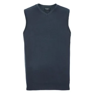 Russell Collection Herren Strick-Pullunder mit V Ausschnitt (Marineblau)