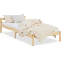 Homestyle4u Palettenbett 90x200 Holzbett Futonbett Einzelbett Kinderbett Natur Lattenrost Set (Set, mit Lattenrost), Naturbelassen, 90x200