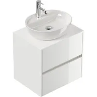 Magnolia Home Aufsatzwaschbecken Badmöbel Taifun 60cm mit ovalem Aufsatzwaschbecken weiß Hgl
