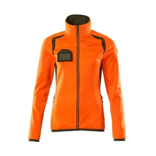 MASCOT Damen Fleecepullover mit Reißverschluss ACCELERATE SAFE Hi-vis Orange / Moosgrün L - 19453-316-1433-L