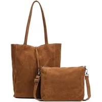 ITALYSHOP24 Schultertasche SET 2in1 Damen Tasche Umhängetasche XXL Shopper, Leichtgewicht Hobo + Crossbody Bag / Schmucktasche