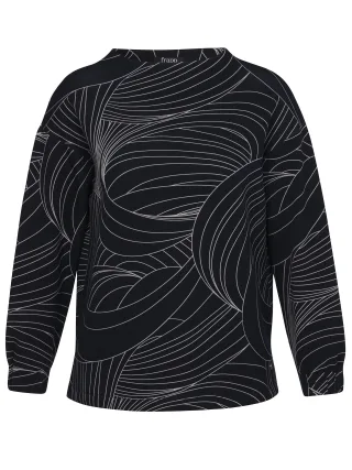 Frapp - Sweatshirt Kelchkragen 1/1 Arm Druck navy multicolor - Gr. - 46