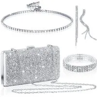 Cachito Schmuckset 3-teiliges Damen-Schmuckset, Hochzeitsschmuck-Set, Schmuckset mit Halskette, Armband und Abendtasche