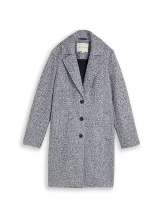 Tom Tailor - Bouclé Mantel mit Reverskragen blue boucle structure - Gr. - XL