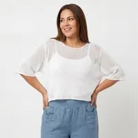 OriginalYou Kurzarmshirt Strick Shirt Damen Kurzarm Sweatshirt