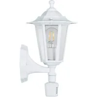 EGLO Wandleuchte Laterna 5 Außen-Wandlampe, Außenleuchte, Aluguss und Glas, E27, IP44, Bewegungsmelder, Sensorschalter, ohne Leuchtmittel, Wand-/Deckenleuchte - L16,5 x H36 x AL21,5 cm - weiß - 1X60W exkl.