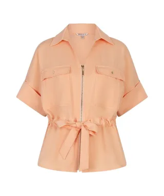 Esqualo - Bluse mit Reißverschluss orange - Gr. - 34