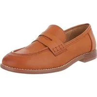 Ital-Design Komfortable Loafers für Stil und Alltag Slipper (89092376) Blockabsatz Mokassins in Camel
