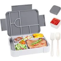 Agger Lunchbox Brotdose Kinder mit Fächern, 1330ML Jausenbox Kinder (Löffel & Gabel), Kinder Brotdose,Kinderfreundliche Verriegelung,BPA-Frei,Auslaufsicher