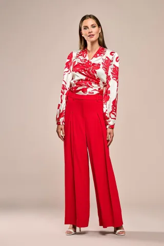 Carly Print Bluse Rot / Weiß
