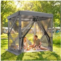 Outsunny Faltpavillon mit 4 Mesh-Seitenteilen, Tasche, mit 4 Seitenteilen, (Pop-Up Pavillon, Partyzelt), für Garten Festival, Dunkelgrau