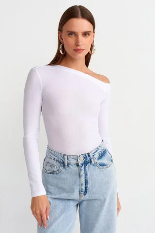 Schlankes Fit Asymmetrisch Ausgeschnittene Bluse