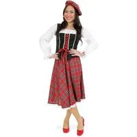 Fries Kostüm Schottin Kostüm Kleid mit Mütze Fasching Karneval Party Cosplay, Kleid + Mütze