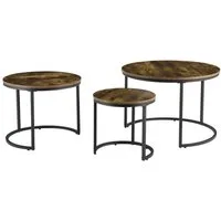 en.casa Couchtisch (3er-Set), Arvidsjaur 3er Couchtischset Schwarz / Dunkler Holzton