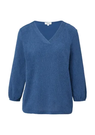 s.Oliver Red Label - Shirt mit V-Ausschnitt und 3/4-Arm blau - Gr. - 44