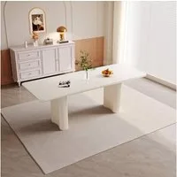 Guyii Esstisch 200 cm Cremeweiß, rechteckiger Küchentisch mit runden Ecken (1-St), stabile Verdickte Beine, pflegeleicht, minimalistisches Design