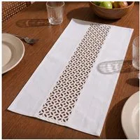 matches21 HOME & HOBBY Tischdecke Moderner Tischläufer weiß Leinen-Optik 90 x 40 cm schmal (1-tlg), Lange waschbare Tischdecke rechteckig