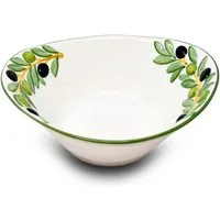 Lashuma Salatschüssel Olive, Keramik, (1-tlg), Ovale Frühstücksschale aus Italien 25x21 cm