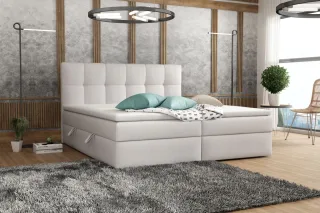 Boxspringbett Schlafzimmerbett ARTURO 200x200cm Stoff Soro Hellgrau