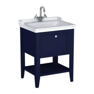VitrA Valarte Waschtisch-Möbel-Set 65775 64,5x53x88cm, 1 Vollauszug, Korpus stahlblau/Waschtisch weiß hochglanz