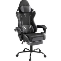 FIVMEN Gaming-Stuhl Racing Ergonomischer Computer-Bürostuhl mit Massage-Lendenkissen, Ausziehbarer Fußstütze Lordosenstütze Kopfstütze, höhenverstellbarer