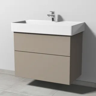 Sanipa 3way Waschtischunterbau zu Duravit Dura Square Waschtisch mit 2 Auszügen, Sandgrau-Matt SF42867