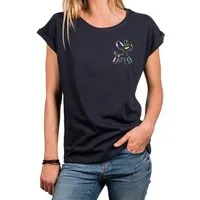 MAKAYA T-Shirt Lustiges Damen Top mit Ballonhund im Pop-Art-Stil, kurzarm (Schwarz, Blau, Dunkelgrau, 34, 36, 38, 40, 42, 44, 46, 48, 50) Baumwolle