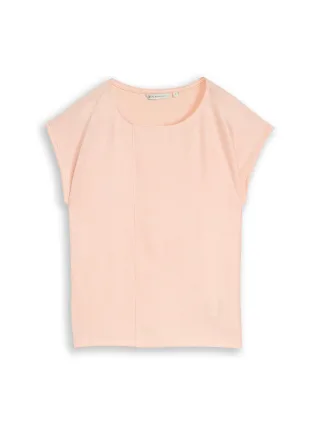 Denim Tom Tailor - Loose Fit T-Shirt mit Streifenmuster small apricot white stripe - Gr. - XS