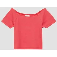 s.Oliver Kurzarmshirt T-Shirt Verkürztes Ripp-Shirt mit Off-Shoulder-Ausschnitt