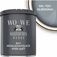 WO-WE Metallschutzlack Metalllack Metallfarbe Metallschutzfarbe MATT W909, 0,75L - 5L, Außenbereich