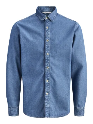 JACK&JONES - JJESTANLEY JJSHIRT AT 021 NOOS JNR Blue Denim - Gr. - 176