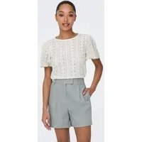 ONLY Kurzarmshirt ONLRIVERSIDE – Shirt mit voluminösem Armschnitt für Alltag regular fit, modisch, Jersey, Materialmix, Rundhals