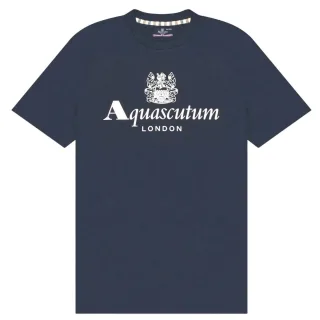 Aquascutum Active Beach Basic T-shirt Mit Großem Logo In Marineblau