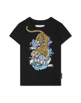 T-Shirt Round Neck With Crystals Tattoo
