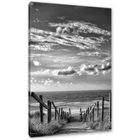 Pixxprint Leinwandbild Weg zum Strand am Meer, Weg zum Strand am Meer (1 St), Leinwandbild fertig bespannt, inkl. Zackenaufhänger
