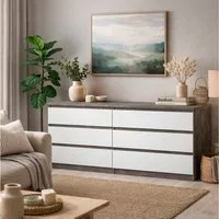 Home affaire Kommode Naia, 6 Schubladen im skandinavischen Design, Breite 158 cm, Viel Stauraum mit griffloser Front, in mehreren Farben