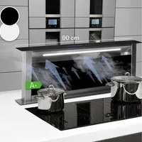 Klarstein Deckenhaube Royal Flush Eco Serie Royal Flush Eco Downdraft Dunstabzugshaube 90 cm 576 m³/h A+ Royal Flush Eco, Abzugshaube Downdraft Abluft Umluft versenkbar mit Edelstahl