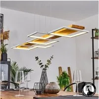 hofstein Pendelleuchte »Palermo« dimmbare Deckenlampe aus Metall/Holz/Kunststoff, Natur/Weiß, 3000 Kelvin, über herkömmlichen Lichtschalter dimmbar, LED 42 Watt, 5700 Lumen