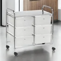 IDIMEX Beistellwagen GINA, Badrollwagen 6 Schubladen und Ablage Kosmetik Aufbewahrung chrom