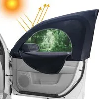 Diwzbyn Autosonnenschutz 2-teilige Autofensterjalousien UV-Schutz mit Reißverschluss, für Camping, Seitenfenster-Bildschirm für Van, Camper, SUV